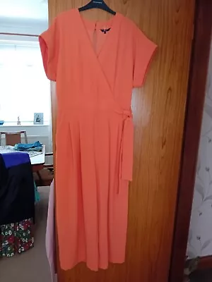 Next Ladies Orange Short Sleeved Cropped Wide Leg Jumpsuit Size 14t Bnwot • £5