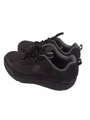 Skechers Shape Ups Walking Shoes Men’s Size 10 Black Suede Low Top Sneakers • $59