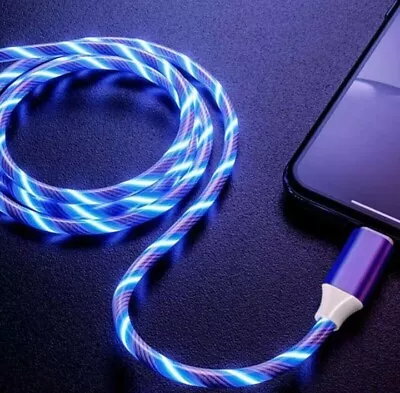 NEW!! Blue LED Light Up IPhone15/Type C & Micro USB Charger Cable  • £3.49