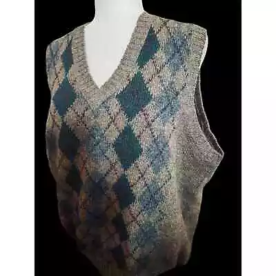 Kelly Irish Wool Argyle Diamond Sweater Vest Vintage • $60