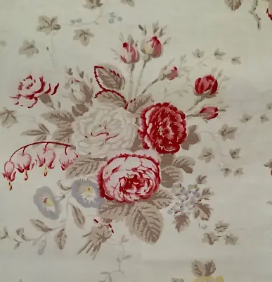 Vintage French Cotton Fabric Cabbage Rose Bleeding Hearts Floral Shabby Chic • $59