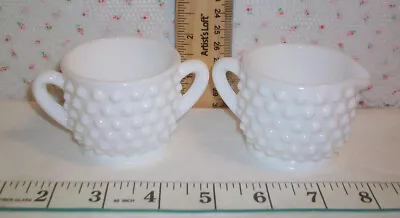 VTG HOBNAIL Mini Milk Glass  Sugar Bowl  And Creamer Set • $12.50