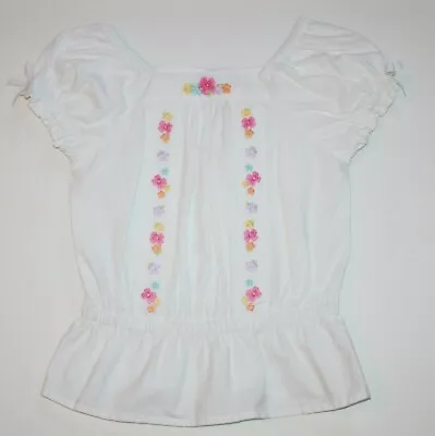 Gymboree Butterfly Blossoms Girl's Embroidered Flower Tunic Top Shirt Size 4 • $12.99
