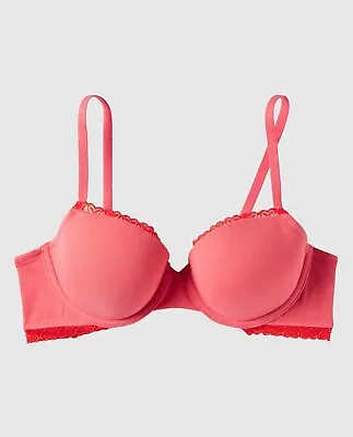 La Senza Remix Cotton Lightly Lined Demi Bra - Pink Coral 34B. New With Tags • £13.50