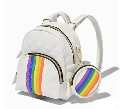 Rainbow Mini White Backpack With Coin Purse  • $35.99