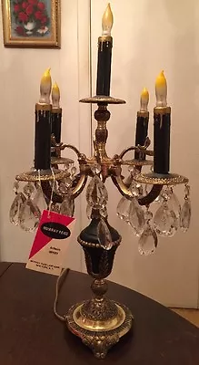 Fine Quality Murray Feiss Black Porcelain Bisque And Brass Electric Candelabrum • $171.71