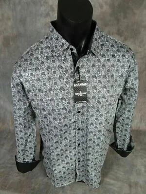 Mens Shirt Shaded Grey Polka Dots Classic Fit Button Front Barabas Premiere • $17.99