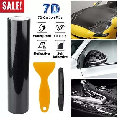 7D Carbon Fiber Car Wrap High Gloss Vinyl Wrap Film Roll Bubble Free Air Release • $10.29