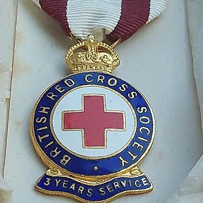 Vintage Enamel British Red Cross Society Medal ~ Nursing 3yr Service IDA GREGORY • £18