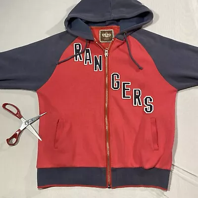 Texas Rangers Hoodie Mens Small Red Blue Spellout Full Zip Red Jacket Brand MLB • $15.99