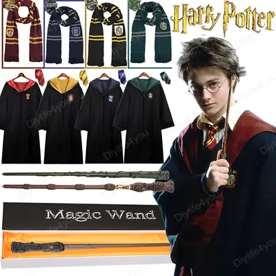 Harry Potter Costume Robe Tie Cloak Gryffindor Ravenclaw Slytherin Scarf Wand US • $7.99