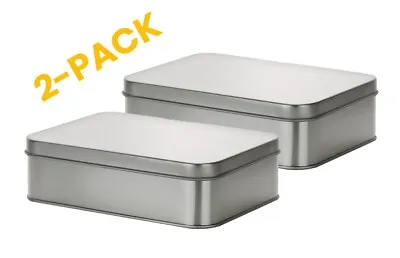 16 OZ. Silver Metal Tin Storage Boxes (2-Pack) - Ships From USA! • $6