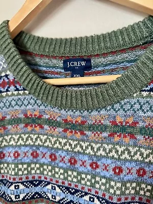 J CREW Fair Isle Sweater New W Tags XXL  Nordic Style Lambs Wool Blend • $34