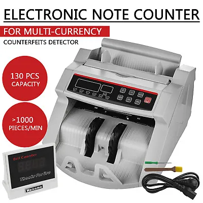 Money Bill Cash Counter Bank Currency Counting Machine UV & MG Counterfeit • £86.90