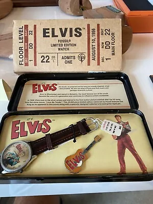 LIMITED EDITION Elvis Presley Watch Fossil Leather Band Watch ~ New In Tin W/Pin • $65