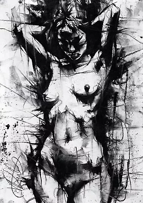 Nude Female ORIGINAL DRAWING Charcoal Urban Fine Art Naked Woman NO RESERVE A3 • £0.01