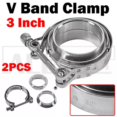 2X 3  Inch 76mm V-Band Vband Clamp Stainless Steel Flange Exhaust Pipe Tailpipe • $32.29