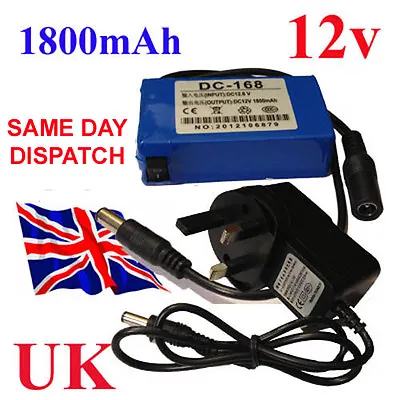 12V DC Battery Pack Portable 1800mAh Li-ion Rechargeable Christmas LED LIGHTS • £21.97