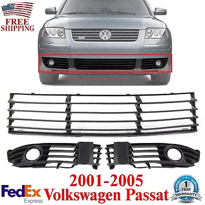 Front Bumper Grille + Fog Light Trim Molding RH & LH For 01-05 Volkswagen Passat • $55.89