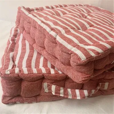 £11.95 • Buy Red Cambridge Stripe B. Floor Cushion Luxury Cotton Large Chair Garden Seat Pad