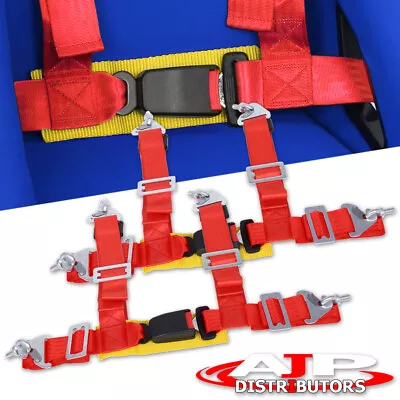 2X 4Pt 2  Red Seat Belt Harness Strap Quick Snap Buckle Latch Gold Strap • $34.99