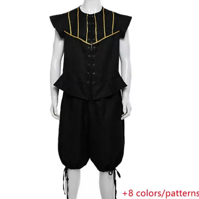 Medieval Men Vest And Breeches 2 Piece Renaissance Tudor Costume Dress Up Party • $33.99