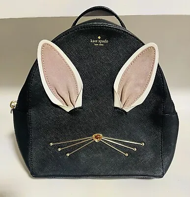 Kate Spade New York Hop To It Rabbit Sammi Black Leather Backpack Bag • $99.99
