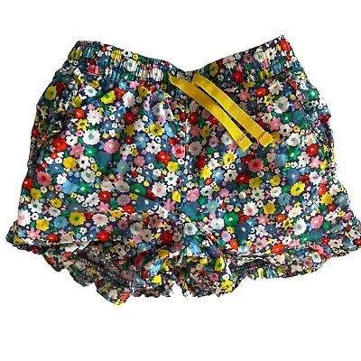 Mini Boden Multicolor Floral Pull On Ruffle Hem Little Girls Cotton Shorts Sz 4Y • $14.99