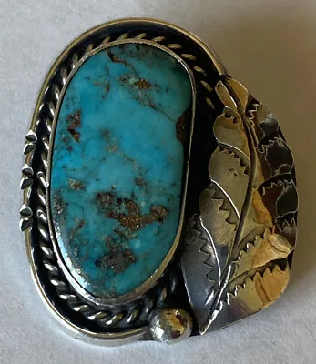 $120 • Buy Vintage Signed Navajo Sterling Silver Morenci Turquoise Pin/Pendant Combination
