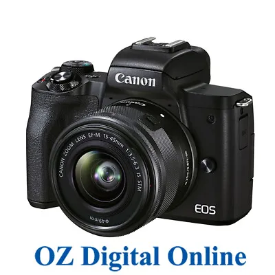 NEW Canon EOS M50 MK II (15-45 STM) Black 1 Year Au Warranty • $1339