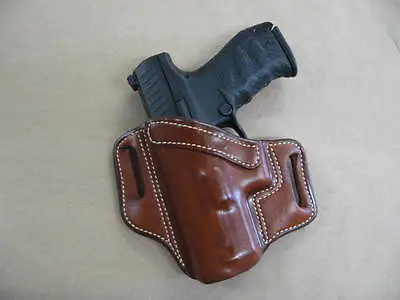 Walther PPQ M1/M2 9mm / .40 Leather 2 Slot Molded Pancake Belt Holster TAN LEFT • $49.95