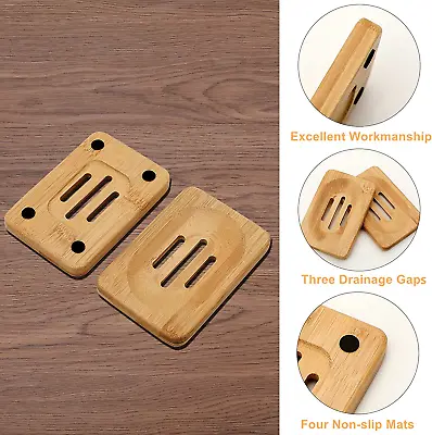 Dr Cosi -2 Packs Natural Wooden Bamboo Soap Dish Storage Holder Handmade Soap • £6.99