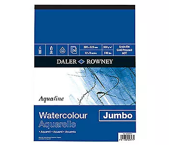 Daler Rowney : Aquafine Watercolour Paper : Jumbo Pad : 9x12in (Apx.23x30cm) : 3 • £23.76
