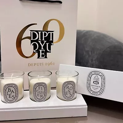 3x DIPTYQUE Scented Candles 70g/2.4oz Figuier/Roses/Baies W/Box Gifts • $33.95