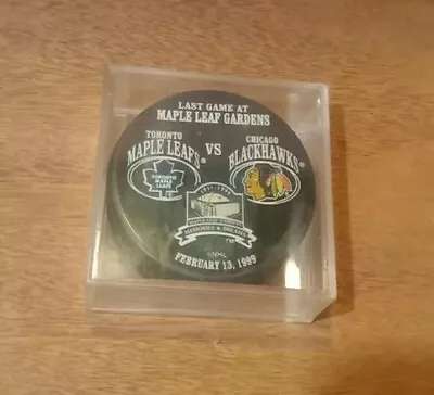 Canadian Maple Leaf Hockey Puck Last Game At Maple Leaf Garden • $150