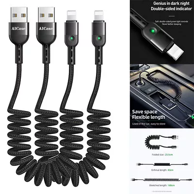 Coiled IPhone Charger Cable Cord For IPhone 14 13 12 11 Pro Max 8 7 Plus SE IPad • $10.99