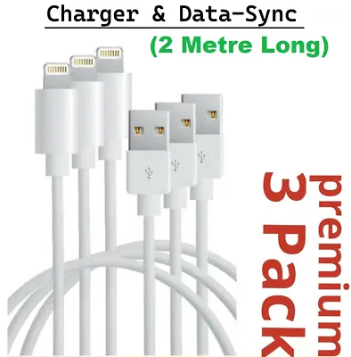 3 X 2M Fast USB Cable Charger Cord Charging For IPhone 7 8 X 11 12 13 Pro Ipad A • $12.99