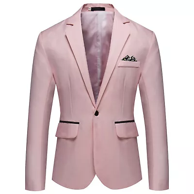 Mens Fomal Dress Lapel One-Button Blazer Office Business Work Party Jacket Coat • $19.45