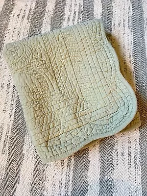 Vintage Quilted Scalloped Pillow Sham Standard Sage Green 100% Cotton • $13