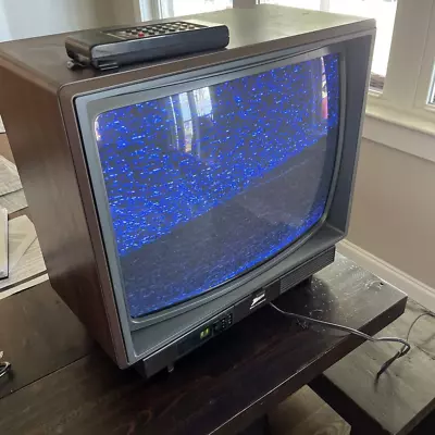 Vintage 80s Zenith TV System 19  Space Command Color CRT Wood Grain WORKS REMOTE • $17