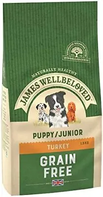 £14.84 • Buy James Wellbeloved Complete Dry Puppy Junior Dog Food Turkey And Vegetable, 1.5 
