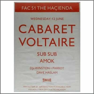 Cabaret Voltaire 1991 Hacienda Cancelled Performance Concert Poster (UK) • $404.09