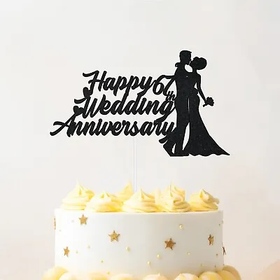 Personalised Wedding Anniversary Party Cake Topper 10th 25th 30th 40th 50th 60th • £3.29