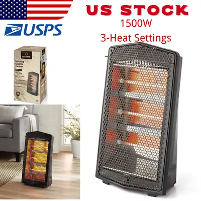 $49.98 • Buy 1500W Electric Quartz Radiant Heater With 3-Heat Settings Thermostat Black