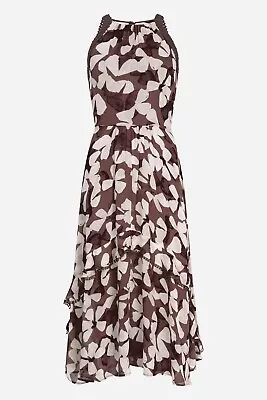 MINT VELVET Ariel Print Maxi Dress Brown Multi - Size XS UK 6 (RRP £125) • £64.99