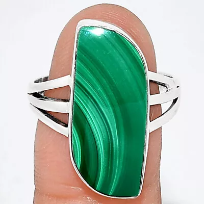 Natural Malachite Eye - Congo 925 Sterling Silver Ring S.9 Jewelry R-1003 • $11.49