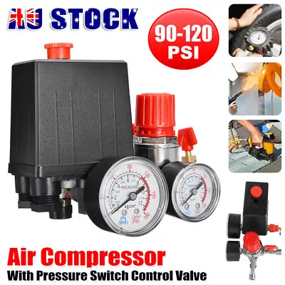 120PSI Air Compressor Pressure Switch Valve Control Manifold Regulator Gauges AU • $37.49