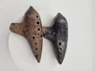 Vintage 1890s Ocarina Fiehn B7 & C6 Clay Musical Instruments • $74.96