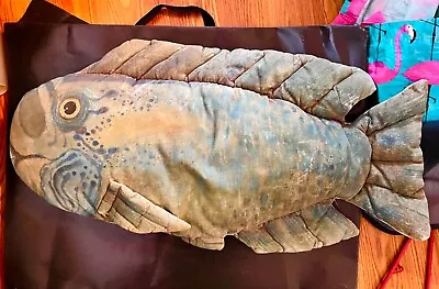 Vintage Maui Artist Signed Hand Painted Fish Body Pillow  -stored-25 Yrs • $100