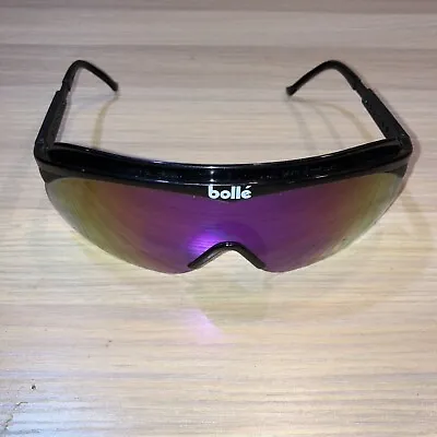 Vintage 80s 90s Bolle' Designer Sport Shield Black Sunglasses Ski Beach Rare • $30